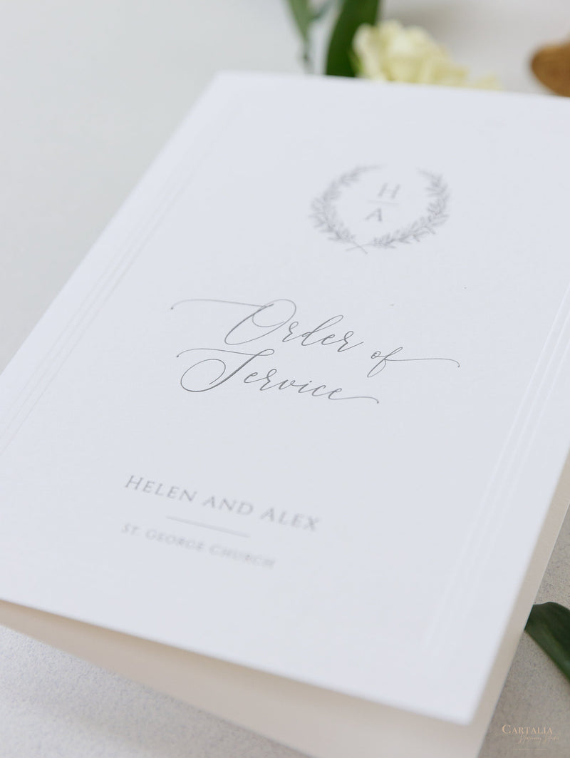 Timeless Triple Embossed Frame Wedding Order Of Service