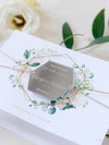 Silver Mirror Plexi in Hexagon Save the Date Magnet with card and Gold String