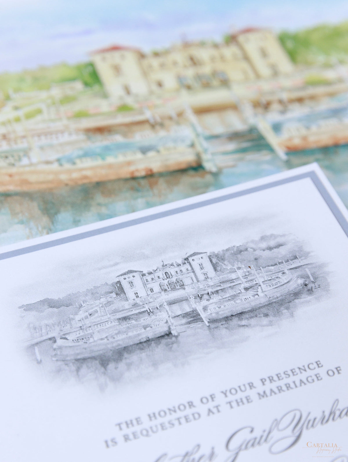 Vizcaya Museum & Gardens | VENUE | Luxury  Letterpress Folder Pocket Invitation Suite Tied Ribbon | SAMPLE