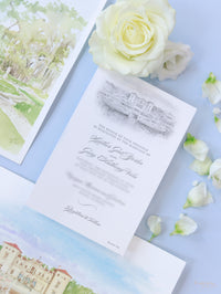 Vizcaya Museum & Gardens | VENUE | Luxury  Letterpress Folder Pocket Invitation Suite Tied Ribbon | SAMPLE