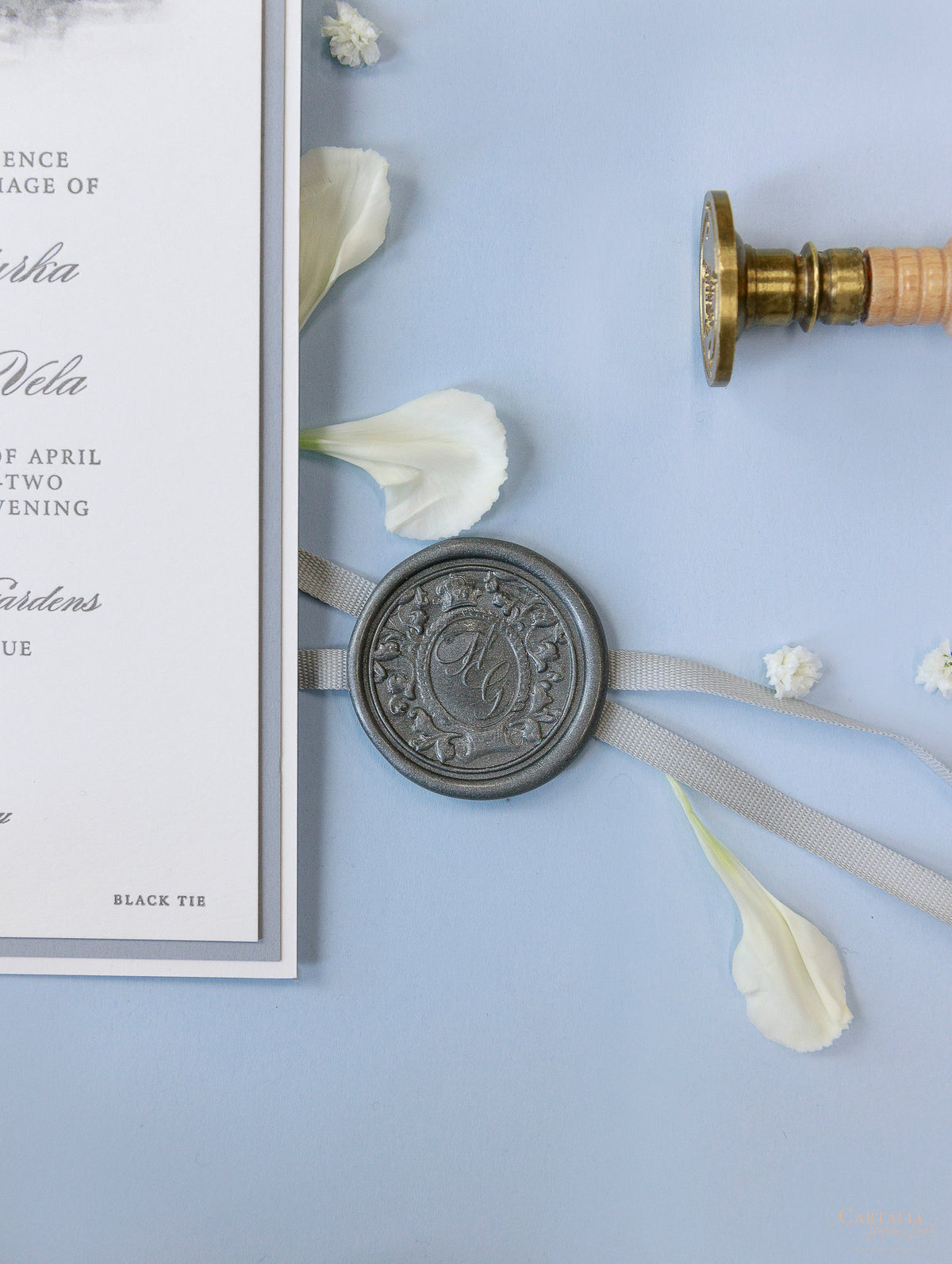 Vizcaya Museum & Gardens | VENUE | Luxury  Letterpress Folder Pocket Invitation Suite Tied Ribbon | SAMPLE