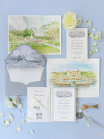 Vizcaya Museum & Gardens | VENUE | Luxury  Letterpress Folder Pocket Invitation Suite Tied Ribbon | SAMPLE