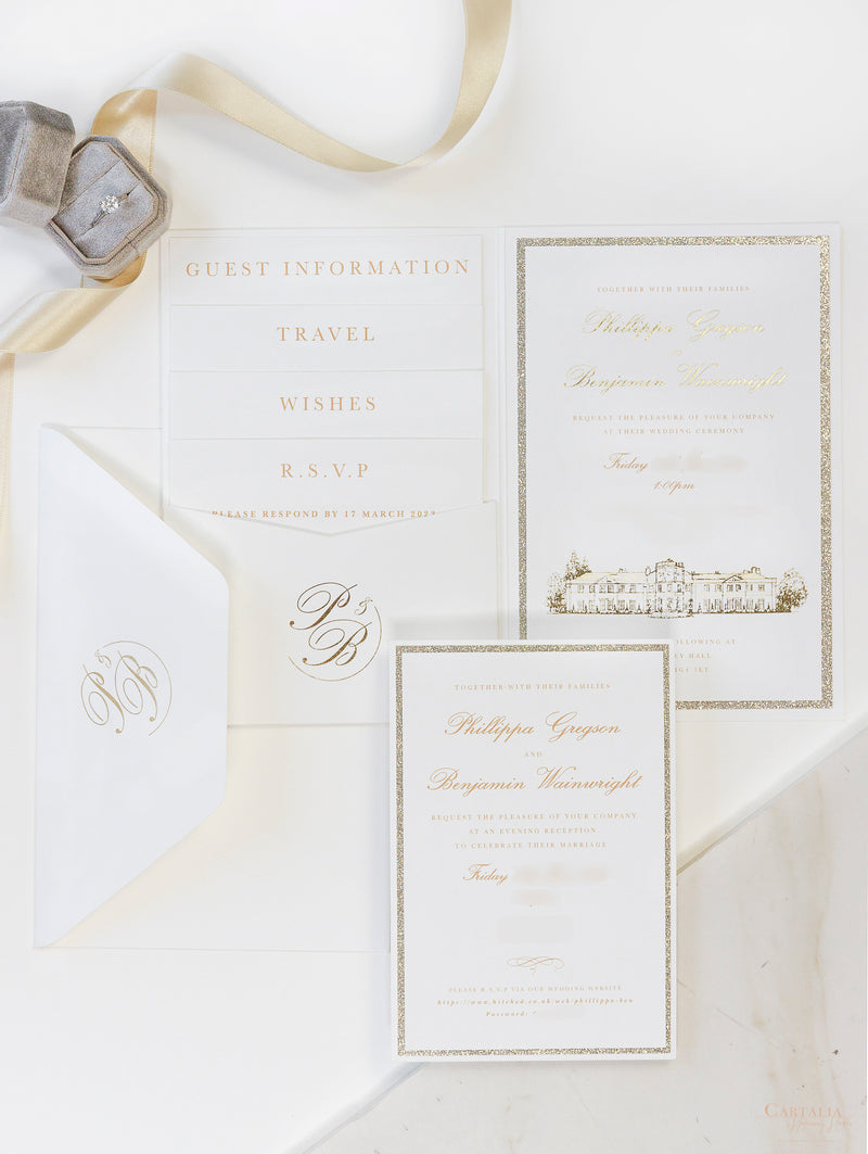 Venue Grantley Hall Wedding Invitations | Bespoke Commission P&B