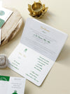 Invitación de boda con pasaporte verde con lámina brillante + confirmación de asistencia con estilo de tarjeta de embarque
