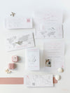 FOLDER Wallet : Luxury Silver Wedding Passport Invite in Pocket & Mirror Plane Tag Passport Invitation Suite
