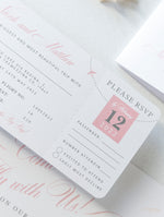 FOLDER Wallet : Luxury Silver Wedding Passport Invite in Pocket & Mirror Plane Tag Passport Invitation Suite
