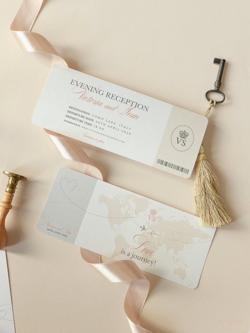 Passport Style Invitation Boarding Pass Invite Ticket Style