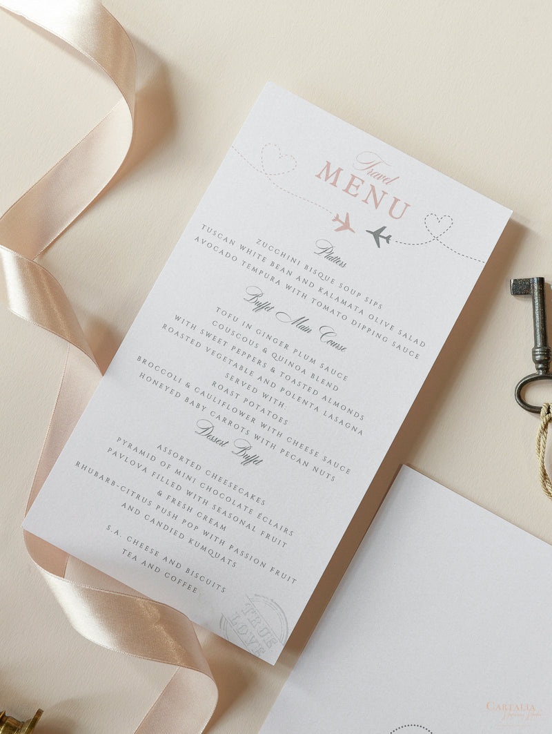 Passport Wedding Invitation Style Travel Menu