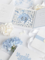Dusty Blue Couture Bespoke Box : 3D Custom Design in Silver | Bespoke Commission E&O