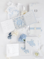 Dusty Blue Couture Bespoke Box : 3D Custom Design in Silver | Bespoke Commission E&O