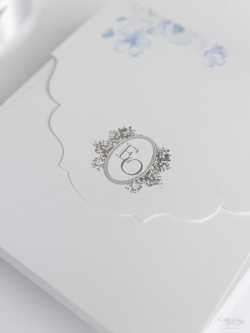 Dusty Blue Couture Bespoke Box : 3D Custom Design in Silver | Bespoke Commission E&O