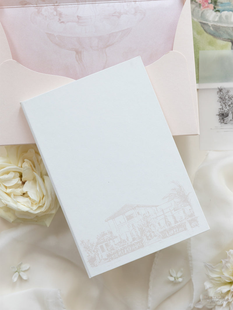 Book Boxed Style Luxury Hand Made Pocket of La Casa Toscana Invitations | Bespoke Commission H&R