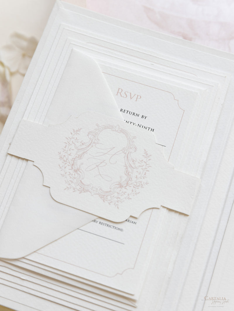 Book Boxed Style Luxury Hand Made Pocket of La Casa Toscana Invitations | Bespoke Commission H&R