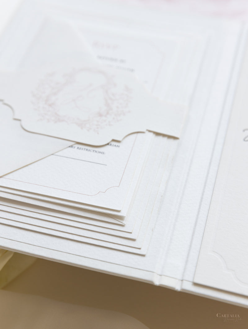 Book Boxed Style Luxury Hand Made Pocket of La Casa Toscana Invitations | Bespoke Commission H&R