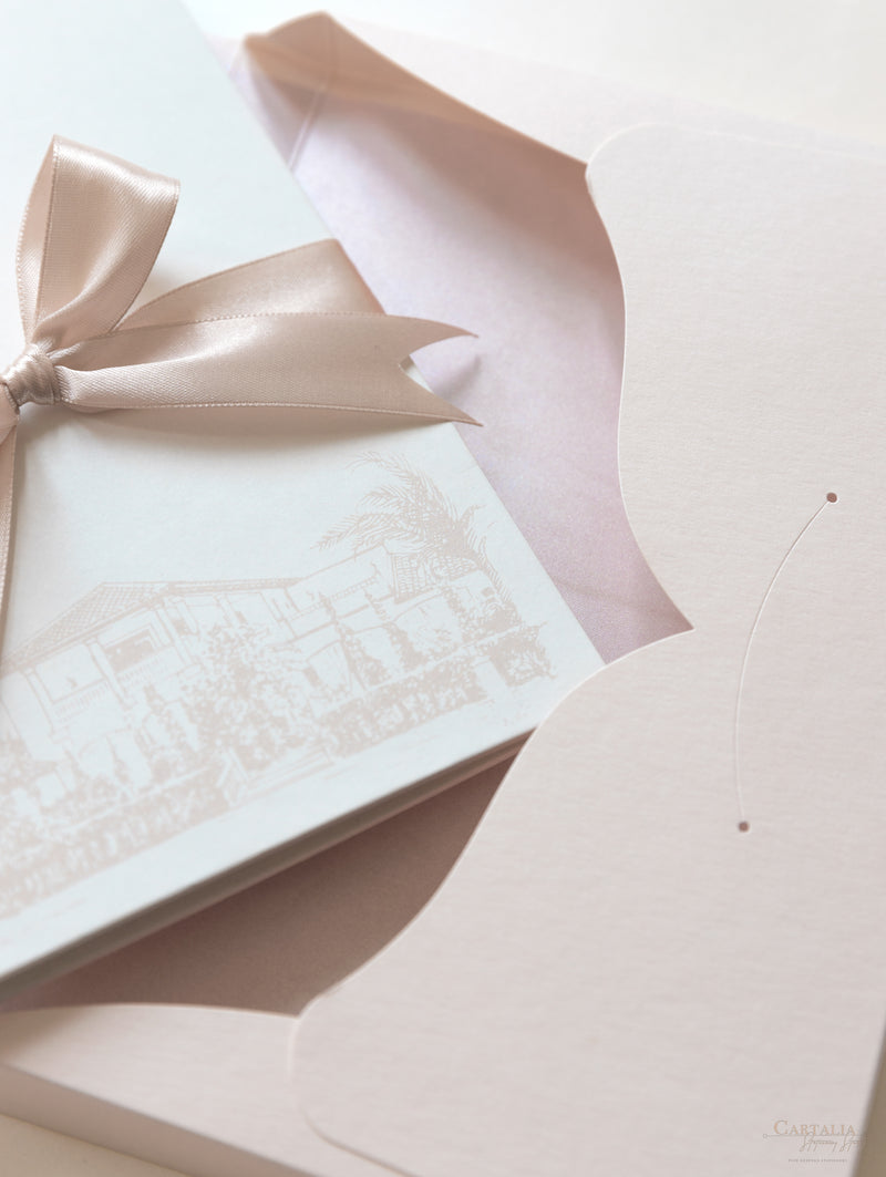 Book Boxed Style Luxury Hand Made Pocket of La Casa Toscana Invitations | Bespoke Commission H&R