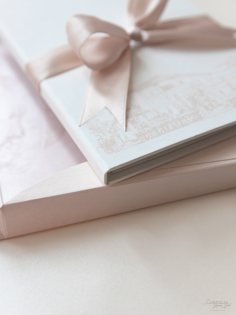 Book Boxed Style Luxury Hand Made Pocket of La Casa Toscana Invitations | Bespoke Commission H&R