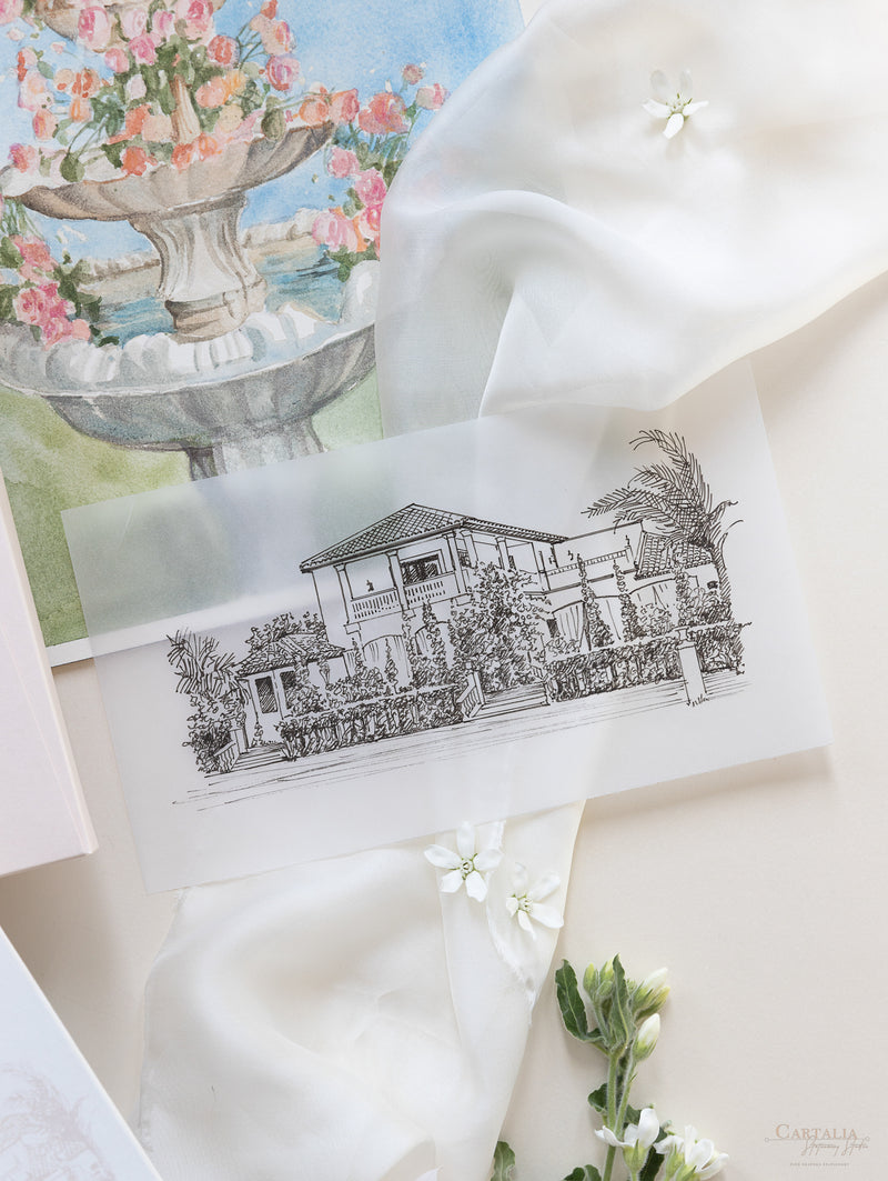 Book Boxed Style Luxury Hand Made Pocket of La Casa Toscana Invitations | Bespoke Commission H&R
