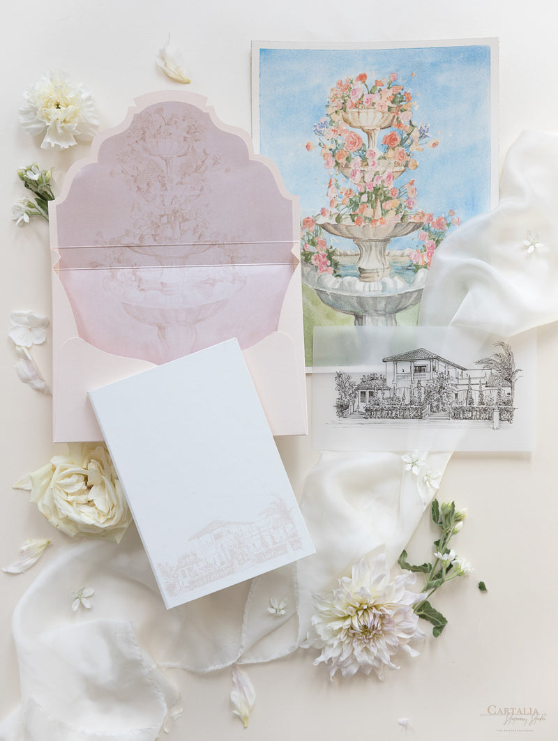 Book Boxed Style Luxury Hand Made Pocket of La Casa Toscana Invitations | Bespoke Commission H&R