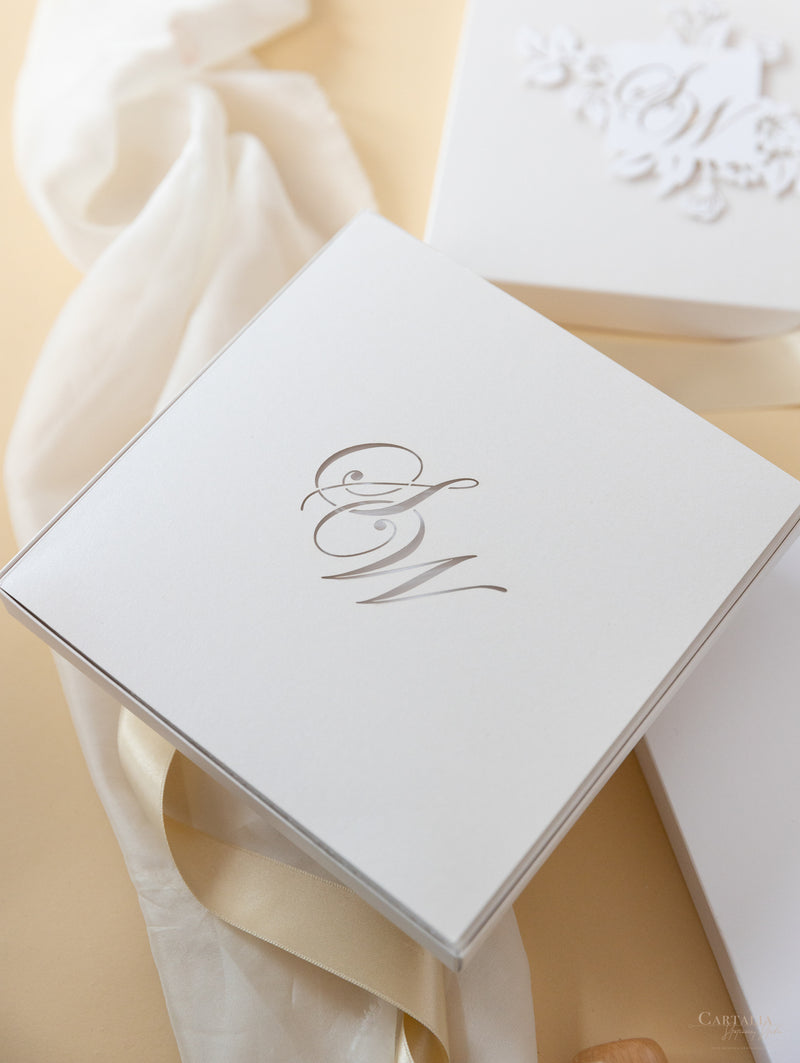 Invitaciones de boda para el lugar de Grantley Hall | Caja a medida de alta costura | Comisión personalizada S&amp;W