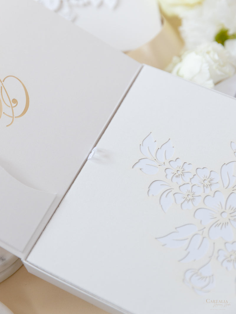 Invitaciones de boda para el lugar de Grantley Hall | Caja a medida de alta costura | Comisión personalizada S&amp;W