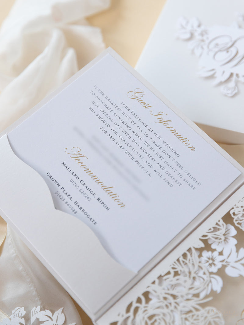 Invitaciones de boda para el lugar de Grantley Hall | Caja a medida de alta costura | Comisión personalizada S&amp;W