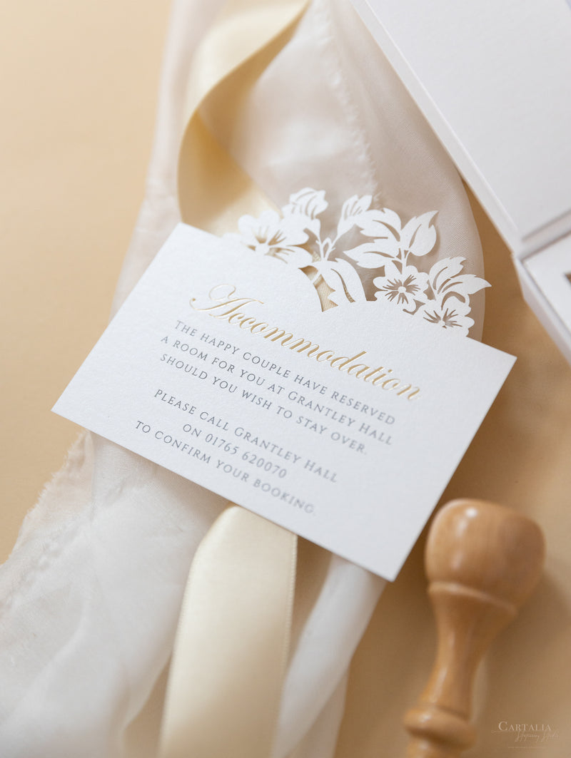 Invitaciones de boda para el lugar de Grantley Hall | Caja a medida de alta costura | Comisión personalizada S&amp;W
