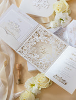 Invitaciones de boda para el lugar de Grantley Hall | Caja a medida de alta costura | Comisión personalizada S&amp;W