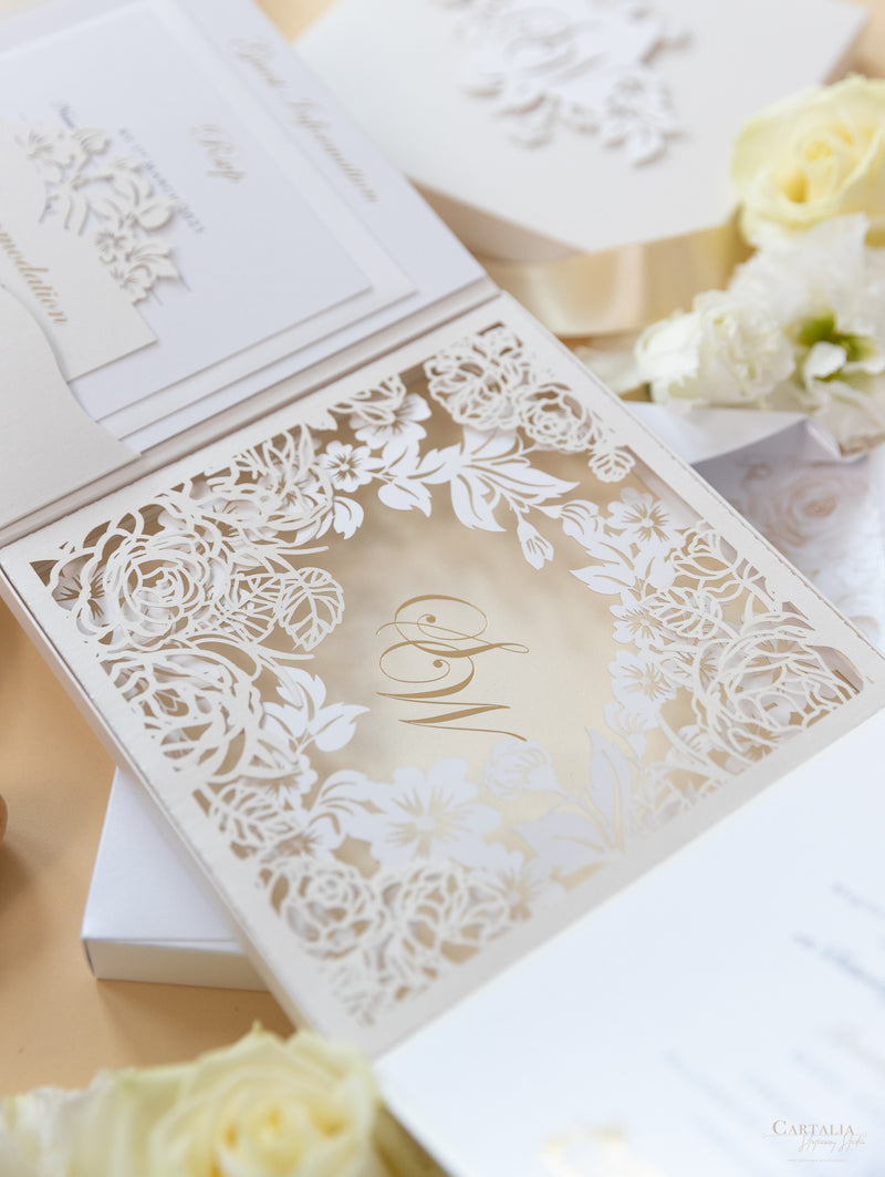Invitaciones de boda para el lugar de Grantley Hall | Caja a medida de alta costura | Comisión personalizada S&amp;W