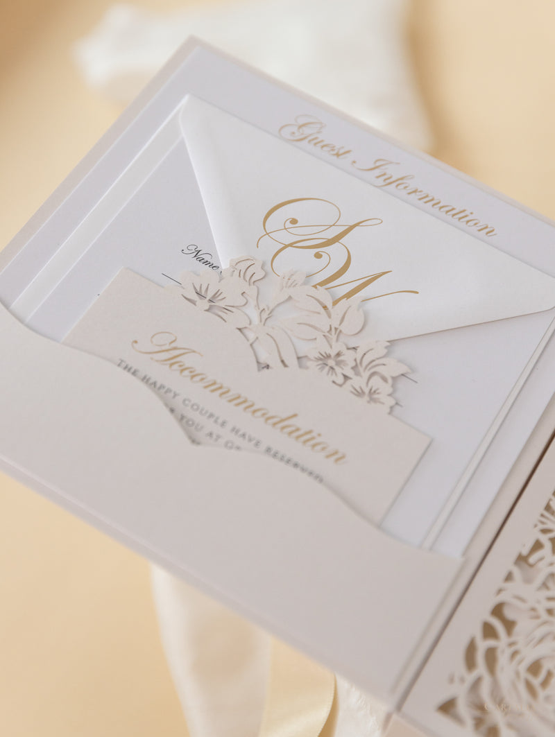 Invitaciones de boda para el lugar de Grantley Hall | Caja a medida de alta costura | Comisión personalizada S&amp;W