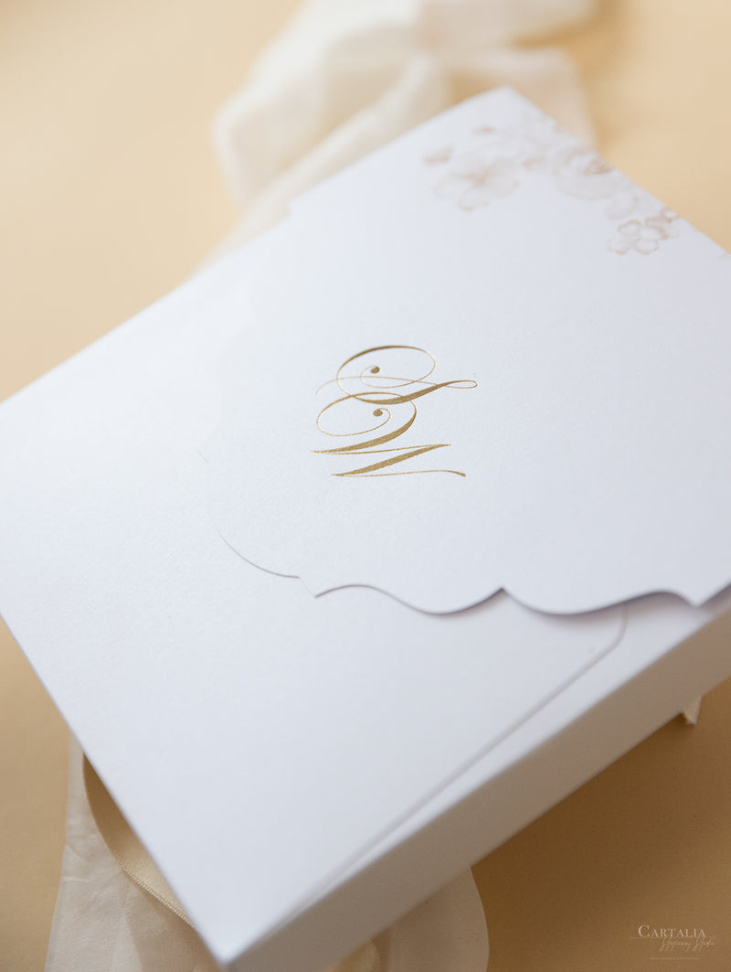 Invitaciones de boda para el lugar de Grantley Hall | Caja a medida de alta costura | Comisión personalizada S&amp;W