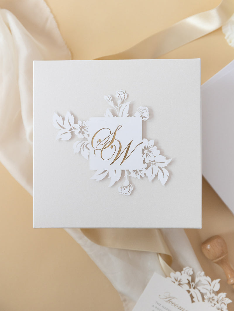Invitaciones de boda para el lugar de Grantley Hall | Caja a medida de alta costura | Comisión personalizada S&amp;W
