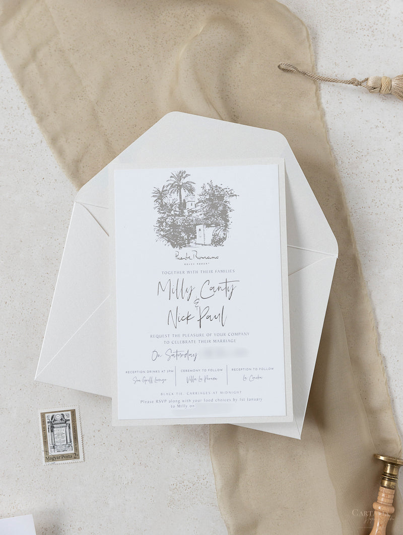 Classic Venue Invitation with Silver Foil | Bespoke Commission M&N