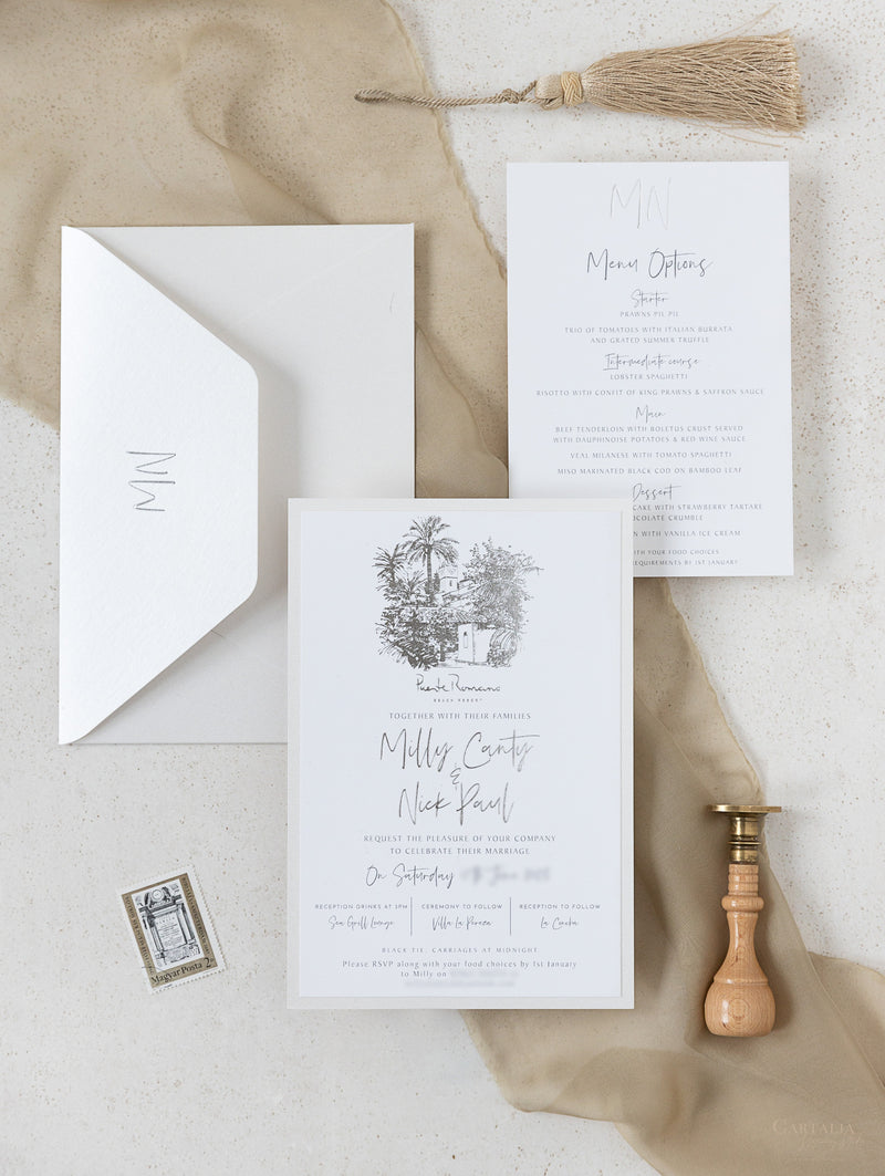 Classic Venue Invitation with Silver Foil | Bespoke Commission M&N