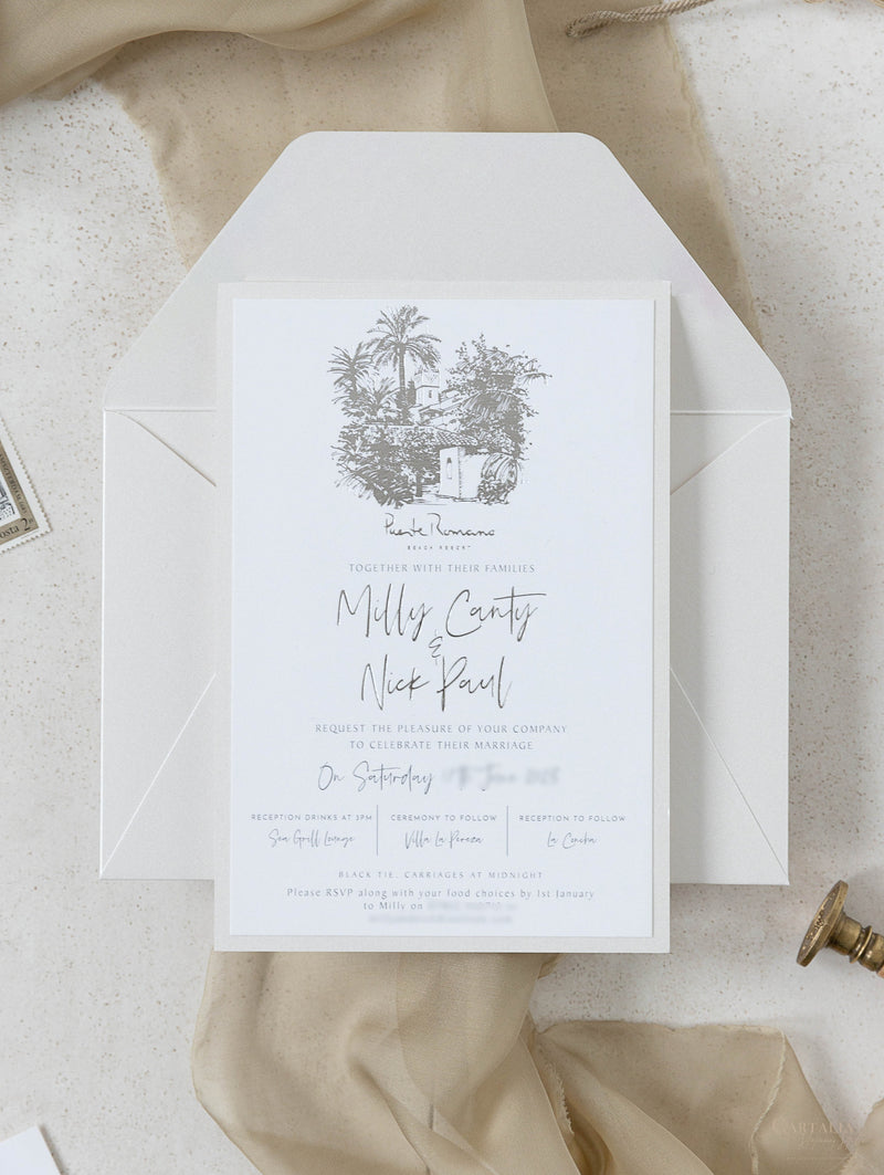 Classic Venue Invitation with Silver Foil | Bespoke Commission M&N