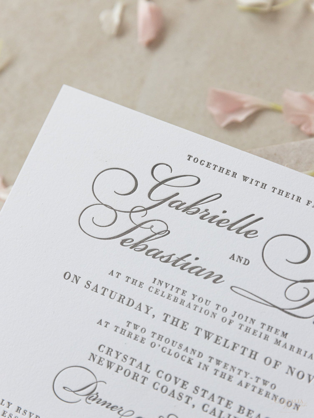 Luxury Gray Letterpress Elegant Wedding Day Invitation in 100 % Cotton 710gsm Board