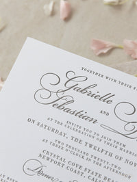 Invitación elegante para el día de la boda tipografía gris de lujo en tablero 100 % algodón de 710 g/m²