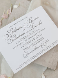 Invitación elegante para el día de la boda tipografía gris de lujo en tablero 100 % algodón de 710 g/m²