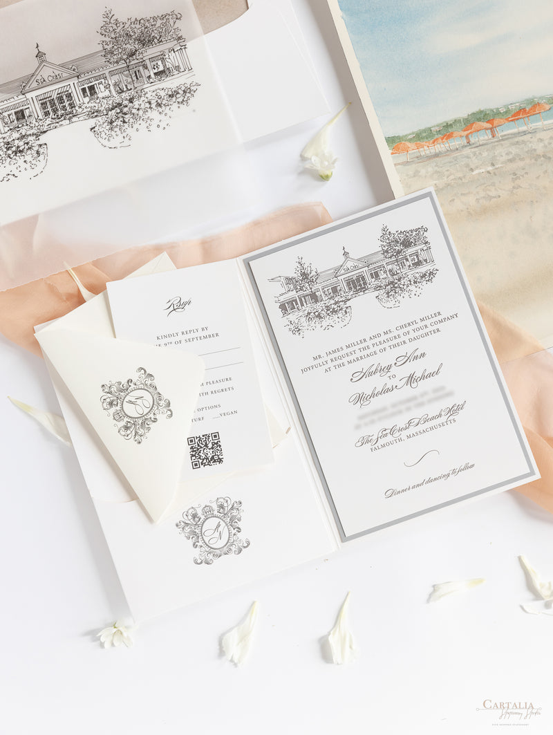 Sea Crest Beach Hotel Invitations | Bespoke Commission A&N