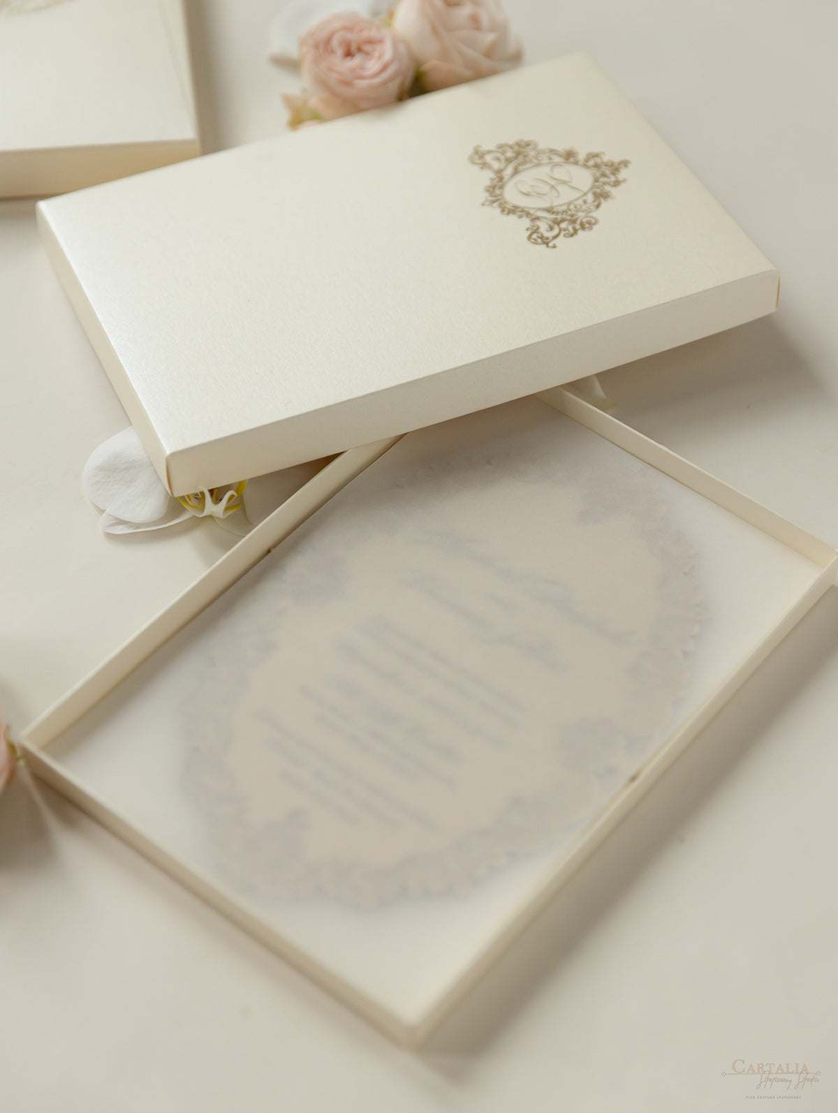 Mirror Acrylic Boxed Invitation in Custom Box and Boxed Envelope |  Bespoke Commission K&T