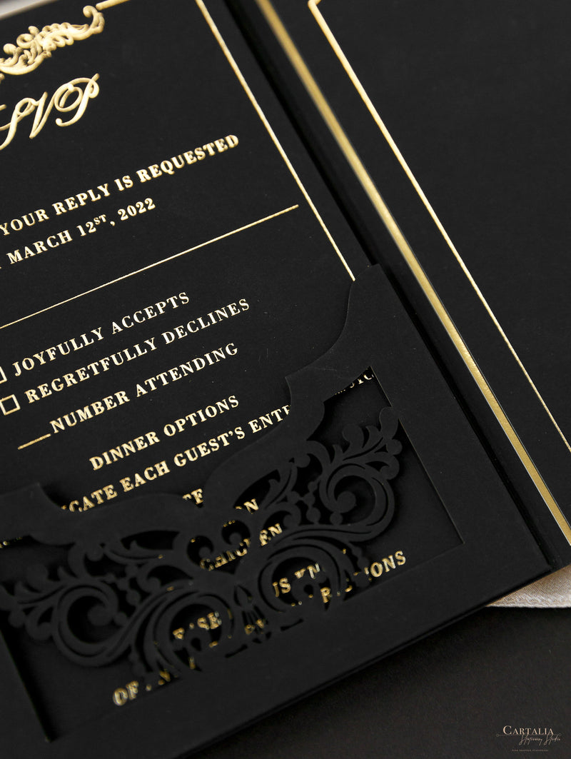 Rose Gold Wedding Invitation Black and Rose Gold Style 37 -  Portugal