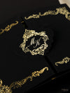 Black Velveteen Luxury Gold Foil Invitation pocket fold suite for Wedding Day, Rsvp, Info Card with Laser Cut pocket