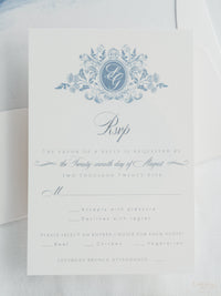 Watercolour Wedding Invitation with your Venue  | Luxury Pocket with Letterpress and Deckled Edge Envelope