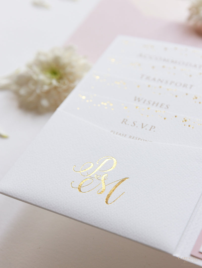 Royal Style Rose Gold Wedding Invitations