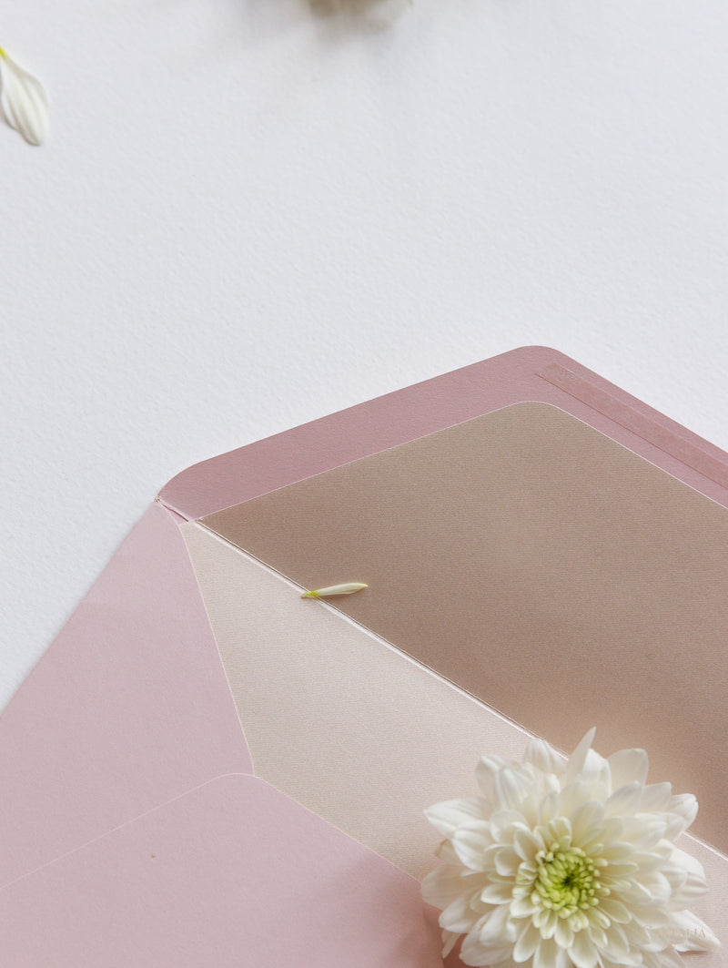 Blush Pink Foil Pressed Pocketfold Envelopes