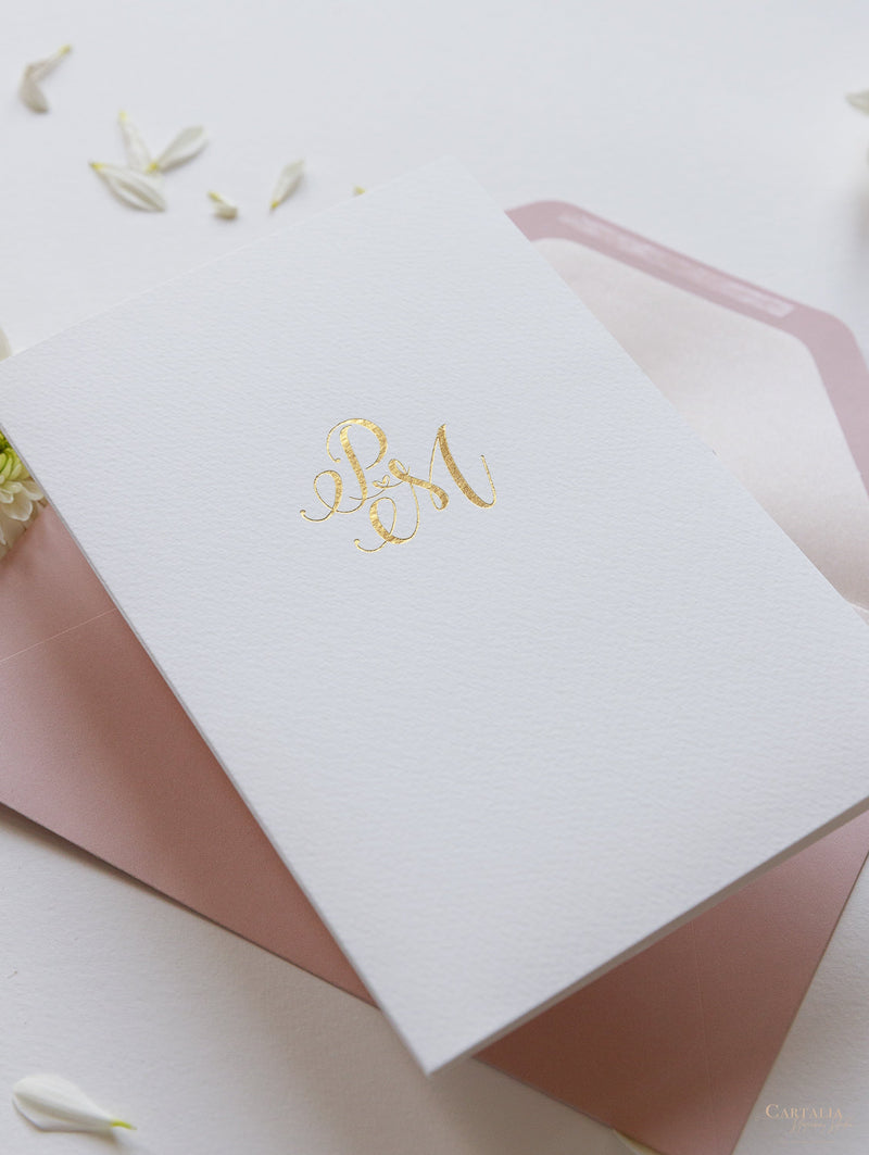 Luxury Royal Gold Foil Confetti Dotted Blush Pink Pocket fold Wedding Invitation Suite
