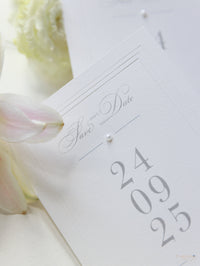 Luxury Pearl Embossed Save the Date