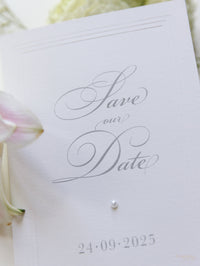 Luxury Pearl Embossed Save the Date