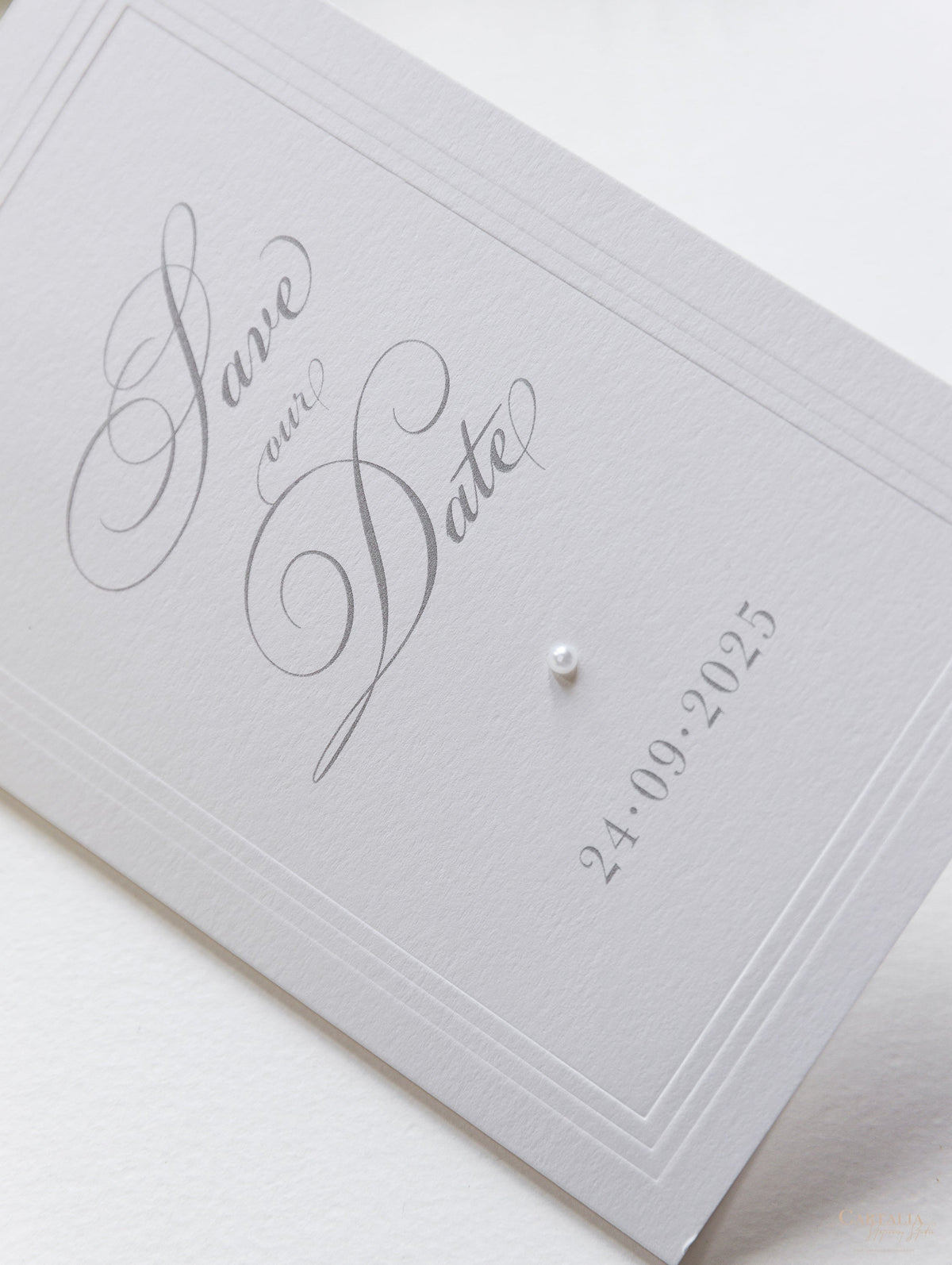 Luxury Pearl Embossed Save the Date