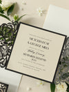 Art Deco Great Gatsby Luxury Gatefold Laser cut Set Wedding Invitation with Monogram Belly Band+ RSVP + Envelopes