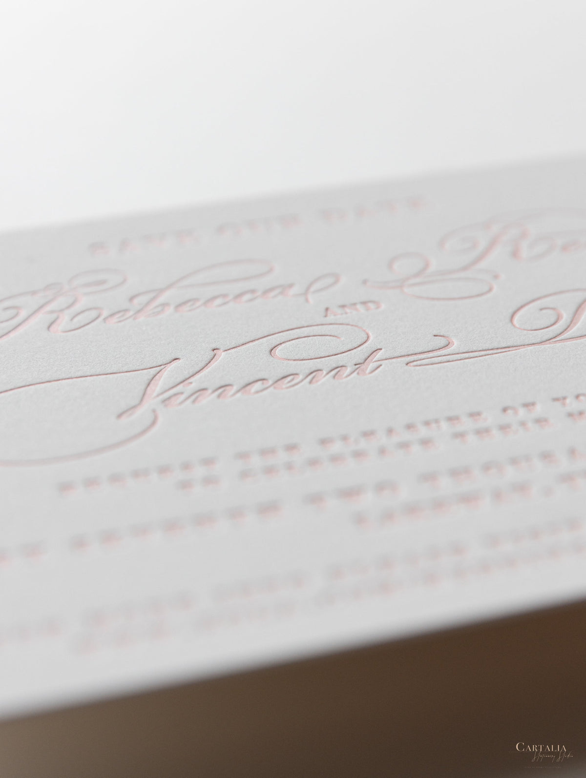 Luxury Letterpress Elegant Save the Date in 100 % Cotton 710gsm Board